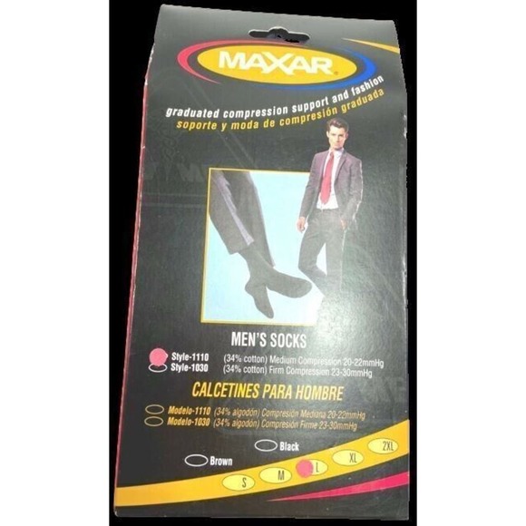 (2) Men's Compression Support Socks Size Large Trouser Black Medium Compression - Picture 4 of 5